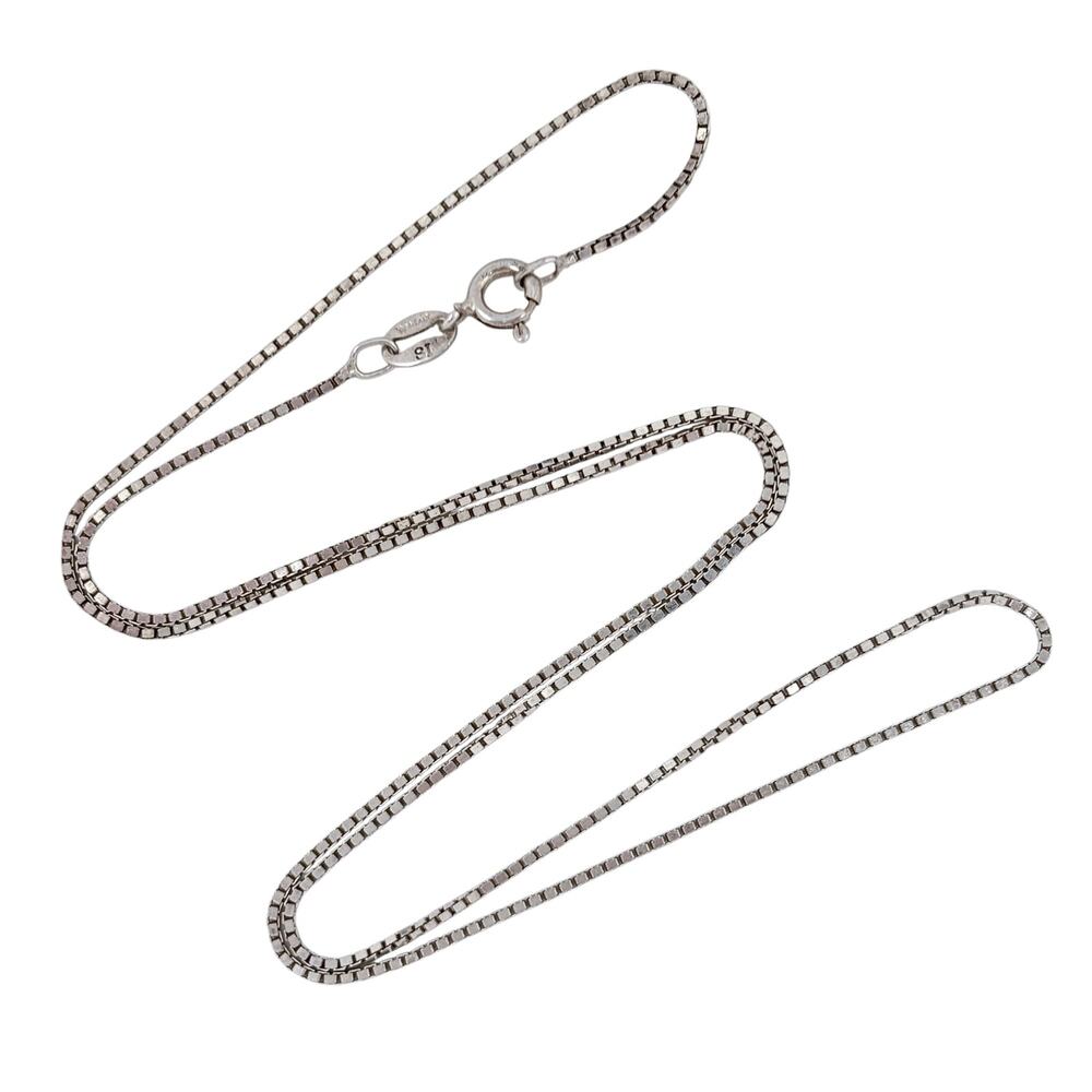 Estate Italy Sterling Silver 925 1.0mm Box Link Chain Necklace 20.5"
